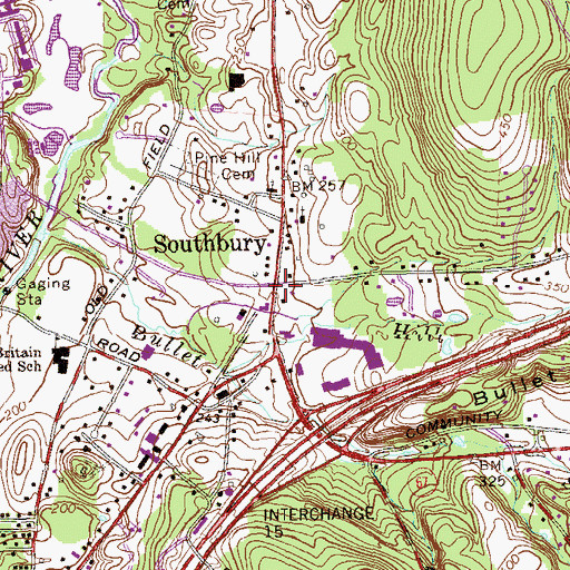 Topographic Map of Southbury, CT