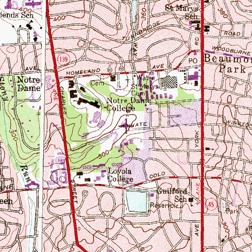 Topographic Map of Loyola/Notre Dame Library, MD