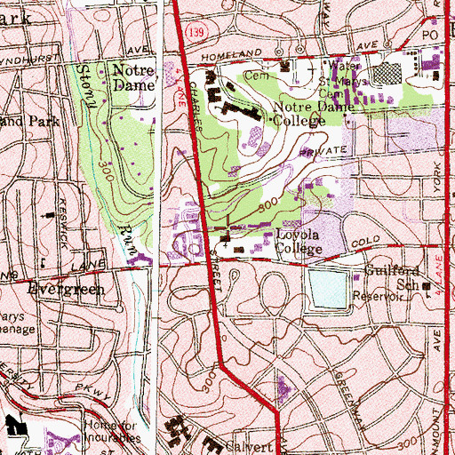 Topographic Map of Sellinger School of Business and Management, MD