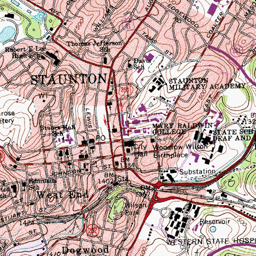 Topographic Map of Agnes McClung Residence Hall, VA