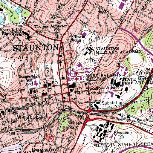 Topographic Map of Barbara Kares Page Terrace, VA