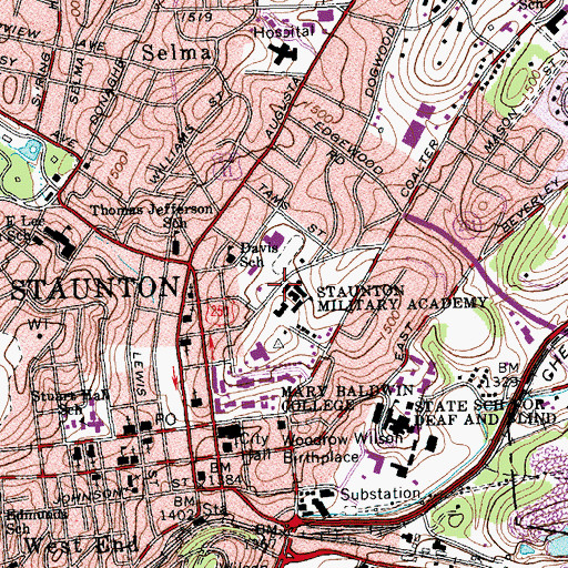 Topographic Map of Bertie Murphy Deming Fine Arts Center, VA