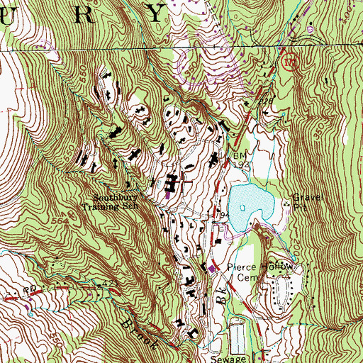 Topographic Map of Southbury Training School, CT