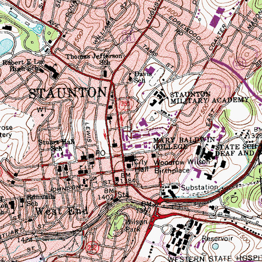 Topographic Map of Consuelo Slaughter Wenger Hall, VA