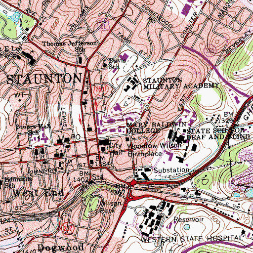 Topographic Map of James D Francis Auditorium, VA