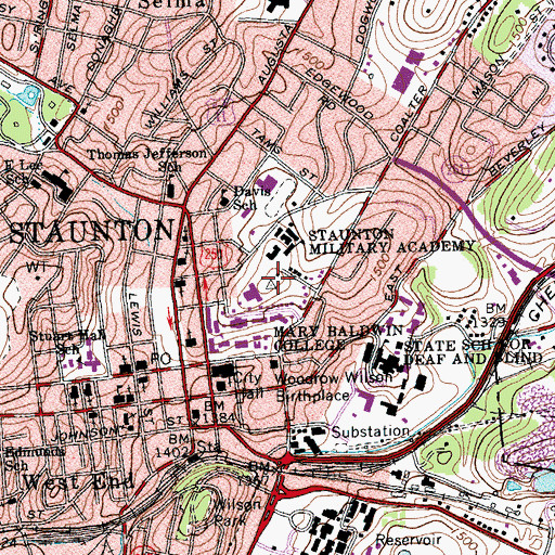 Topographic Map of President's House - Mary Baldwin College, VA