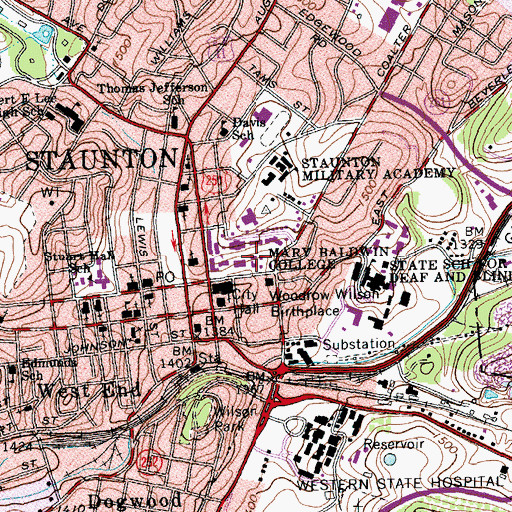 Topographic Map of Program for the Exceptionally Gifted Center, VA