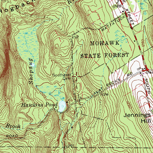 Topographic Map of Southeast Cemetery, CT