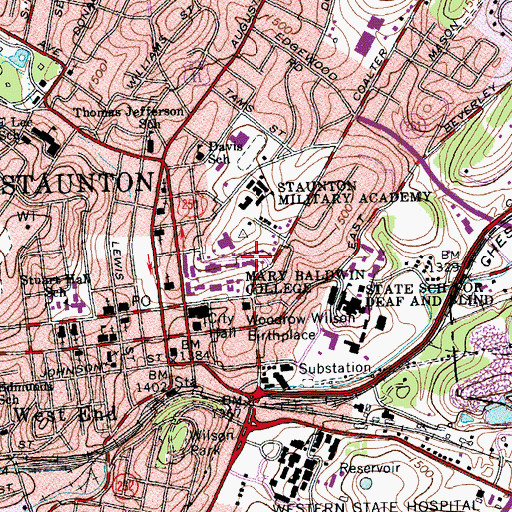 Topographic Map of Samuel R Spencer, Junior Residence Hall, VA