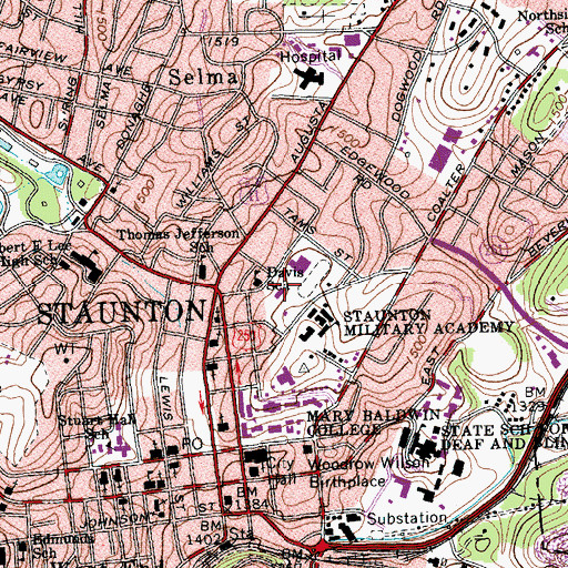 Topographic Map of Tullidge Residence Hall, VA