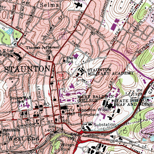 Topographic Map of William G Pannill Student Center, VA