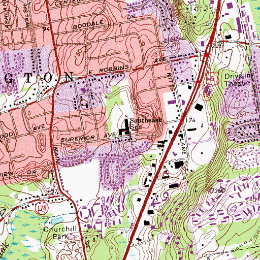 Topographic Map of Ruth Chaffee Elementary School, CT
