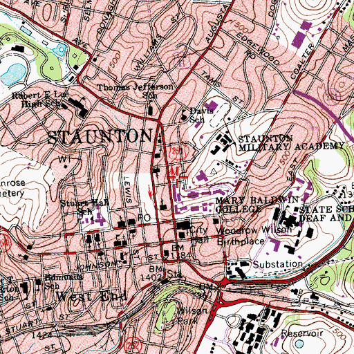 Topographic Map of Woodrow Terrace Apartments, VA
