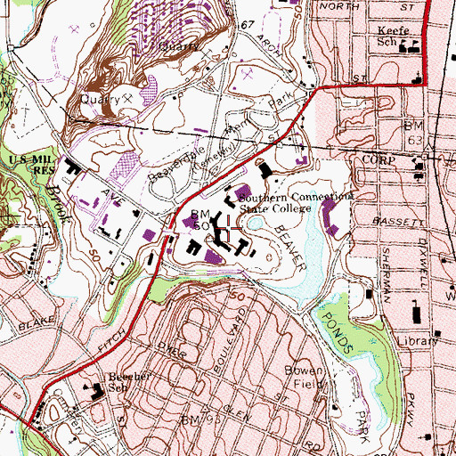 Topographic Map of Southern Connecticut State College, CT