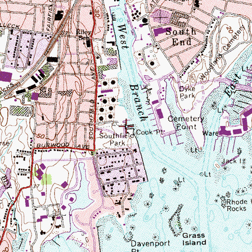 Topographic Map of Southfield Park, CT