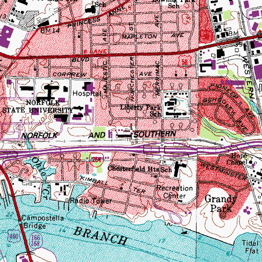 Topographic Map of Lee W Smith Residence Hall, VA