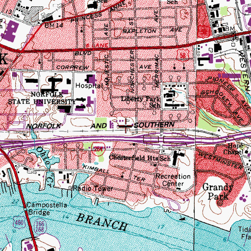 Topographic Map of Residence Service Center, VA