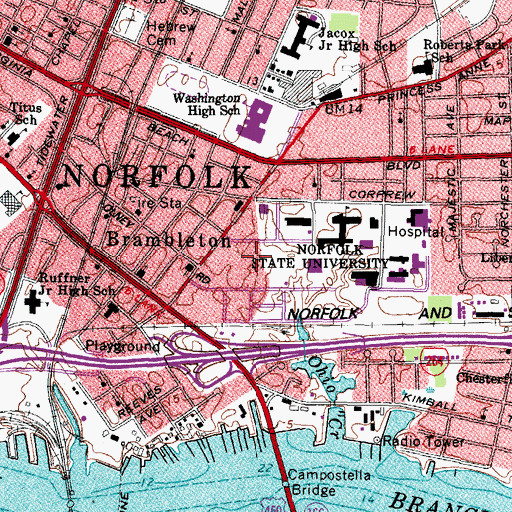 Topographic Map of Rosa Alexander Hall, VA