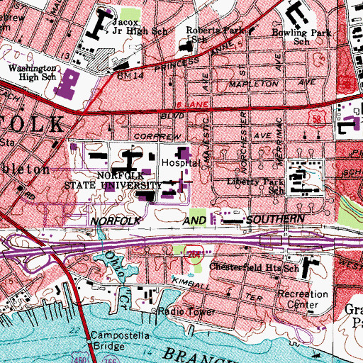 Topographic Map of Roy Woods Science Building, VA