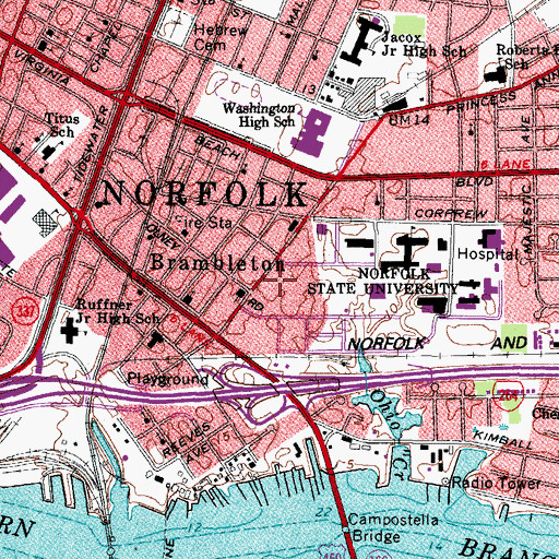 Topographic Map of Samuel F Scott Residence Hall, VA