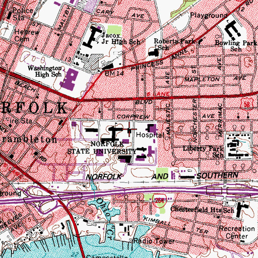 Topographic Map of Scott/Dozier Dining Hall, VA