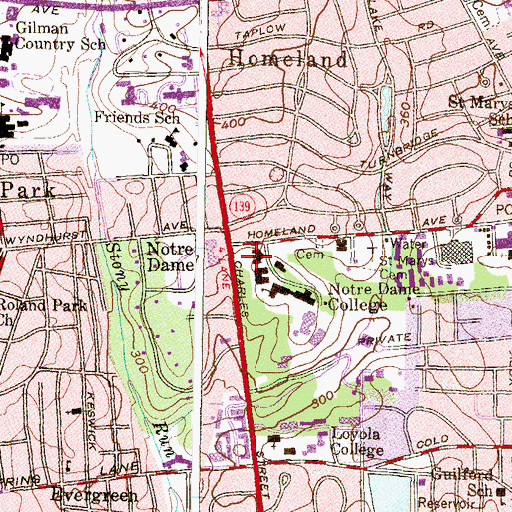 Topographic Map of Fourier Hall, MD