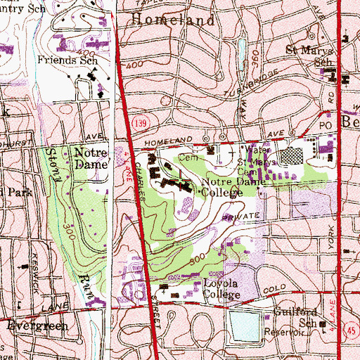 Topographic Map of Marion Burk Knott Sports and Activities Complex, MD