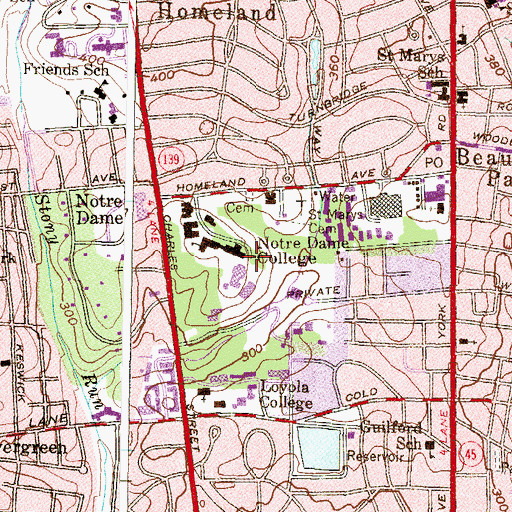 Topographic Map of Morrissy Honors House, MD