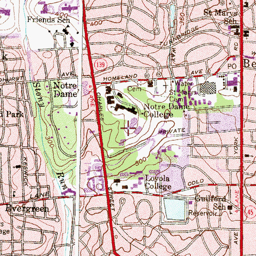 Topographic Map of Noyes Alumnae House, MD