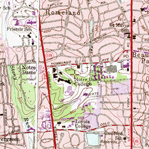 Topographic Map of Tennis Courts, MD