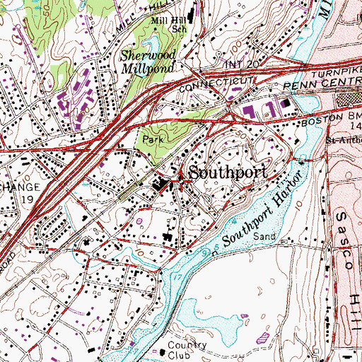 Topographic Map of Southport, CT