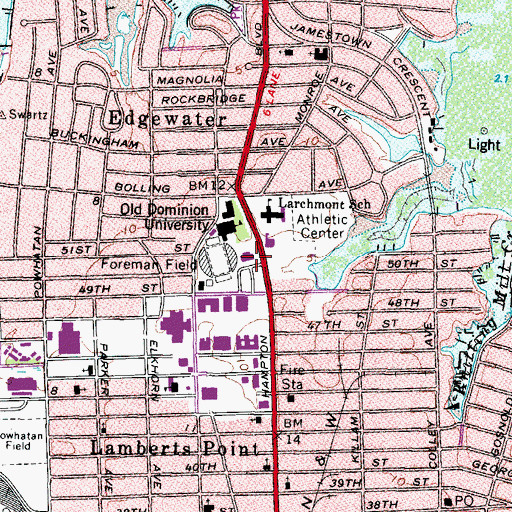 Topographic Map of Donna L and James V Koch Hall, VA