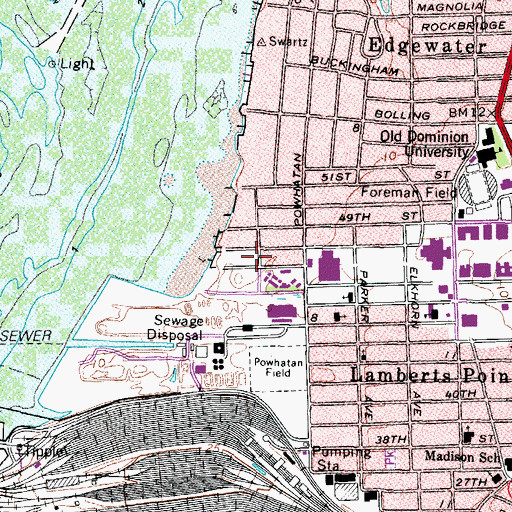 Topographic Map of G William Whitehurst Hall, VA