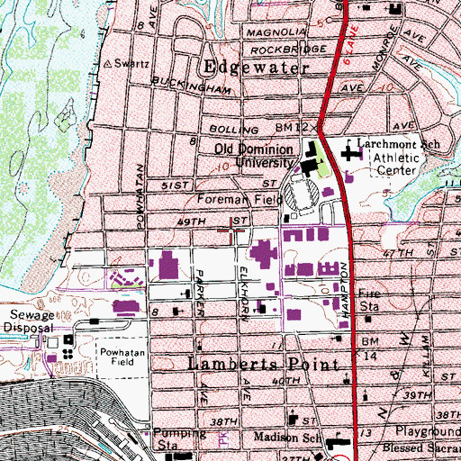Topographic Map of Hugo A Owens African American Cultural Center, VA