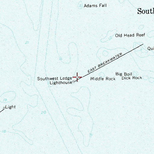 Topographic Map of Southwest Ledge Lighthouse, CT