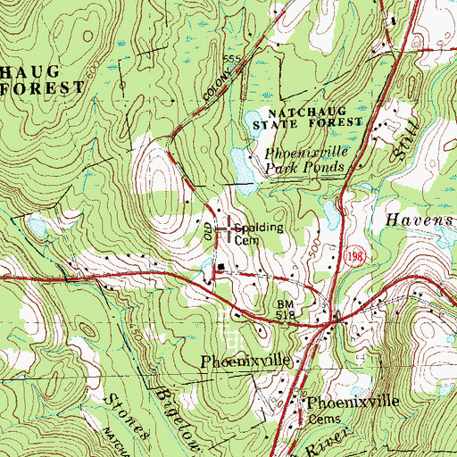 Topographic Map of Spalding Cemetery, CT