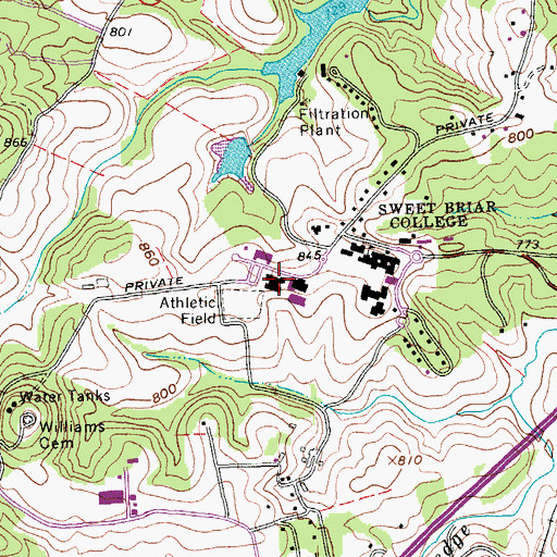 Topographic Map of Babcock Fine Arts Center, VA