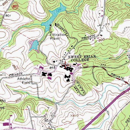 Topographic Map of Cochran Library, VA