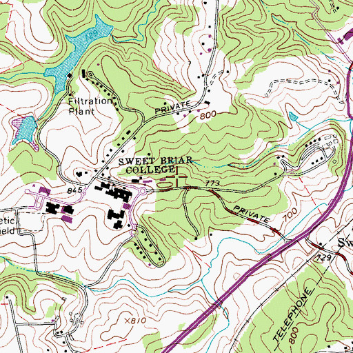 Topographic Map of Elston Inn and Conference Center, VA