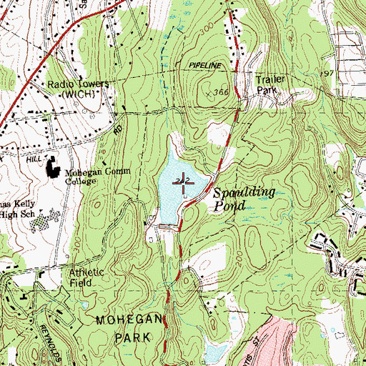 Topographic Map of Spaulding Pond, CT