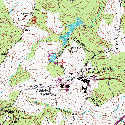 Topographic Map of Lake Tennis Courts, VA