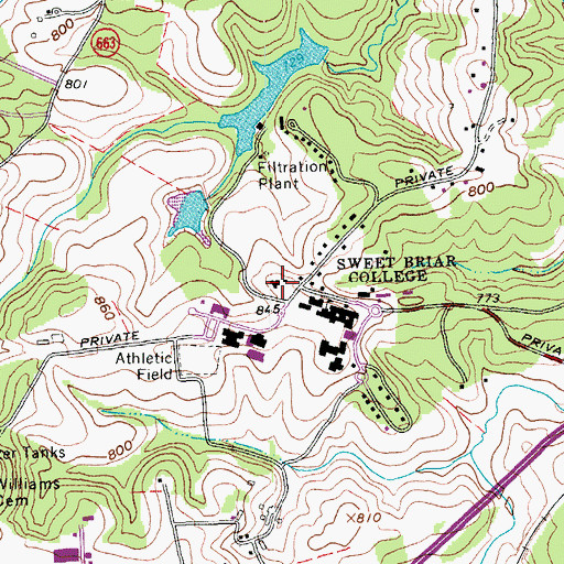 Topographic Map of Mary Clark Rogers Garden Cottage, VA