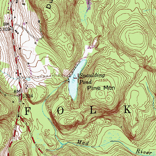 Topographic Map of Spaulding Pond, CT
