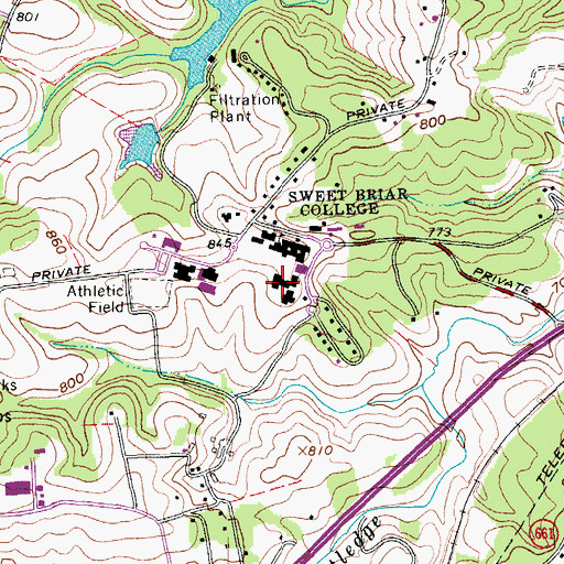 Topographic Map of Reid Residence Hall, VA
