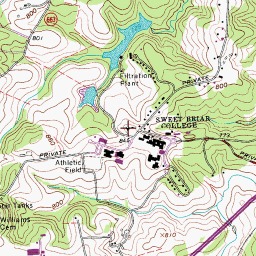 Topographic Map of Sweet Briar House, VA