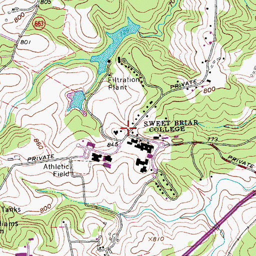 Topographic Map of Sweet Briar Museum, VA