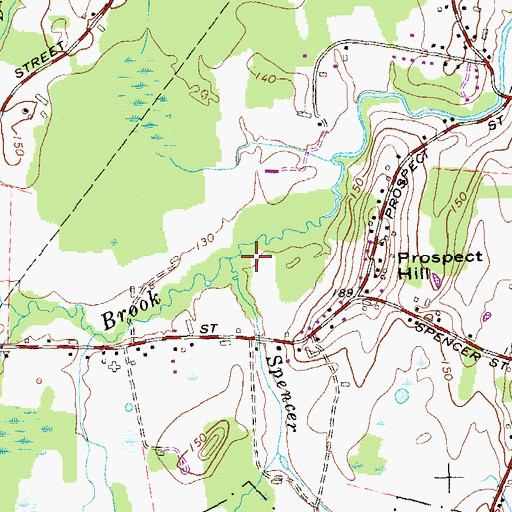 Topographic Map of Spencer Brook, CT
