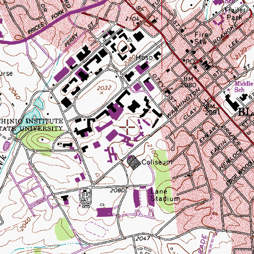Topographic Map of Peddrew-Yates Residence Hall, VA