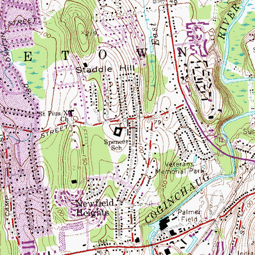 Topographic Map of Spencer School, CT