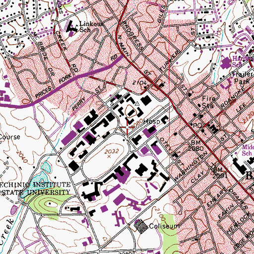 Topographic Map of Torgersen Hall, VA